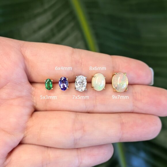 2.6cts Chrome Diopside Stud Earrings in 14K Solid Gold | Oval Shape 8x6mm - Picture 8 of 8